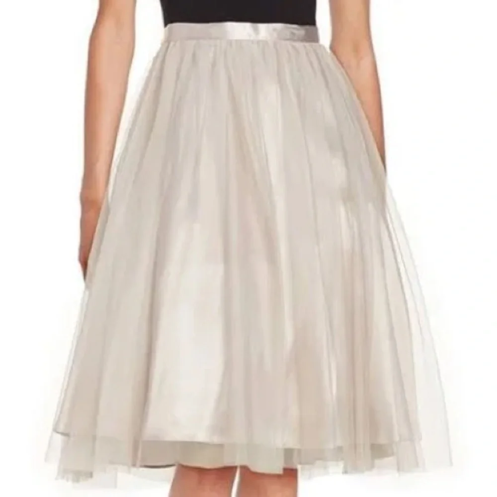 Marina Taupe Layered Tulle Ballerina Midi Skirt Beige Neutral Size M Medium - Picture 1 of 8
